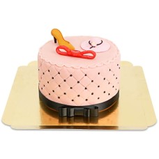 Deluxe make-up cake with colorful sugar decoration and black ribbon (Small ((18 cm)12 servings))