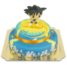 Goku Black auf 2-stöckigem Nimbus Over Town Cake