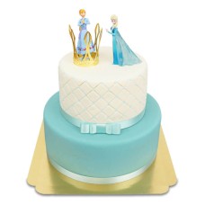Anna und Elsa von Ice Queen auf eisblauer Deluxe-Torte