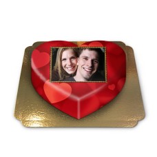 Heart shaped photo cake with hearts (Medium ((25×24 cm)10 servings))