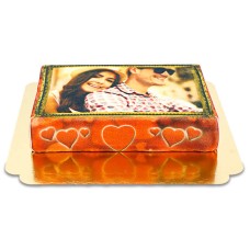 Fotokuchen mit Herzrahmen (Klein ((20×14 cm)6 Portionen))