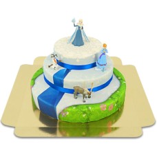 Eiskönigin 3 - Eiskönigin Elsa, Anna und Gefährten auf 3-stöckiger Torte