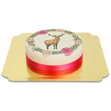 Deer with wreath of flowers cake (Small (18 cm(6 servings)))