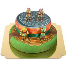 Ninja Turtles auf einem zweistöckigen Kuchen