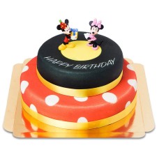 Mickey und Minnie auf zweistöckiger Geburtstagstorte