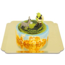 Shrek und Esel auf Märchentorte (Klein (6 Portionen))