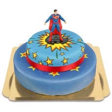 Superman auf Comic-Kuchen mit zwei Ebenen