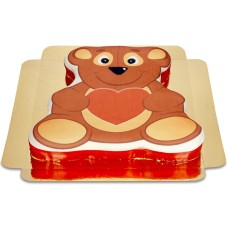 Kuchen in Teddybärform mit Herz