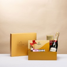 Godiva Gold-Geschenkbox mit Champagner von Moet &amp; Chandon