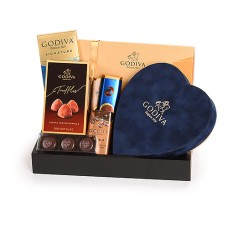 Godiva Geschenktablett mit blauem Samtherz