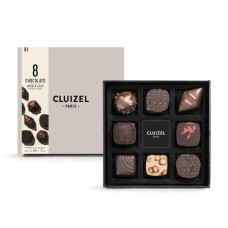 Schachtel mit 8 dunklen und Milchschokoladen von Cluizel