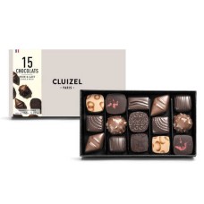 Schachtel mit 15 dunklen und Milchschokoladen von Cluizel