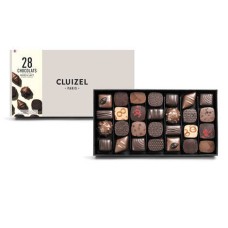 Schachtel mit 28 dunklen und Milchschokoladen von Cluizel