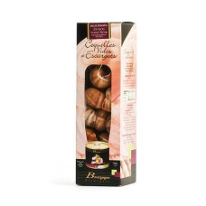 Leere Muscheln und Burgunderschnecken