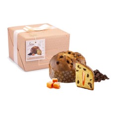 Panettone mit Schokolade und gesalzenem Karamell