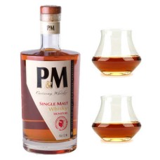 P&amp;M Single Malt Signature Whisky aus Korsika 42% und seine 2 Gläser