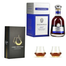 Einzelner Vintage Diplomatico 43% und 2 Gläser Sortiment