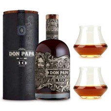 Don Papa Rum 10 Jahre 43 % und 2 Gläser