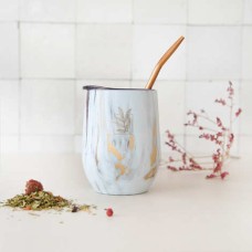 Kalebasse und Bombilla für Mate - Edelstahl und isothermisch - Marmor &amp; Gold