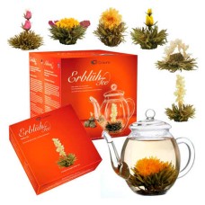 Teekanne und 6 Abloom Teeblumen Geschenkset