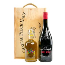 Pic Saint Loup Chateau Puech-haut Boxset - 1 Loup du Pic Rotwein 75cl + 1 Olivenöl 37,5cl