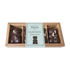 Packung mit 4 Marshmallow-Bären, überzogen mit dunkler Schokolade und Kokosraspeln (100g Schachtel)