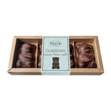 Schachtel mit 4 Schokoladen-Pralinen-Haselnuss-Marshmallow-Bären (100g Schachtel)