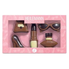 Schachtel mit Schokoladen-Modeaccessoires (100g Schachtel)