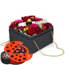 Flowerbox «Shanghai» (20 cm) mit Prosecco Albino Armani DOC (20 cl) mit Munz Schoko-Marienkäfer