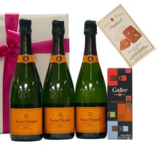 Trio Veuve Clicquot, belgische Schokolade und belgische Kekse