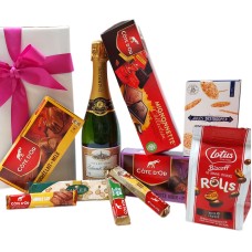 Belgisches Geschenkpaket mit belgischer Schokolade und Champagner