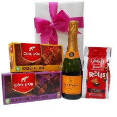 Kleiner Veuve Clicquot mit belgischer Schokolade