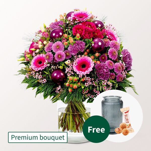 Premium Bouquet Weihnachtszeit mit Premium Vase