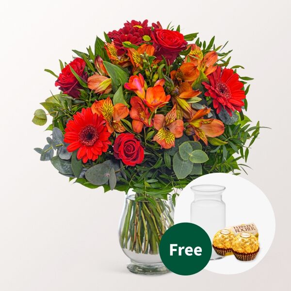 Blumenstrauß Blumensymphonie mit Vase &amp; 2 Ferrero Rocher