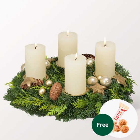 Kerzenkranz (Ø 30 cm) mit 3 Ferrero Giotto