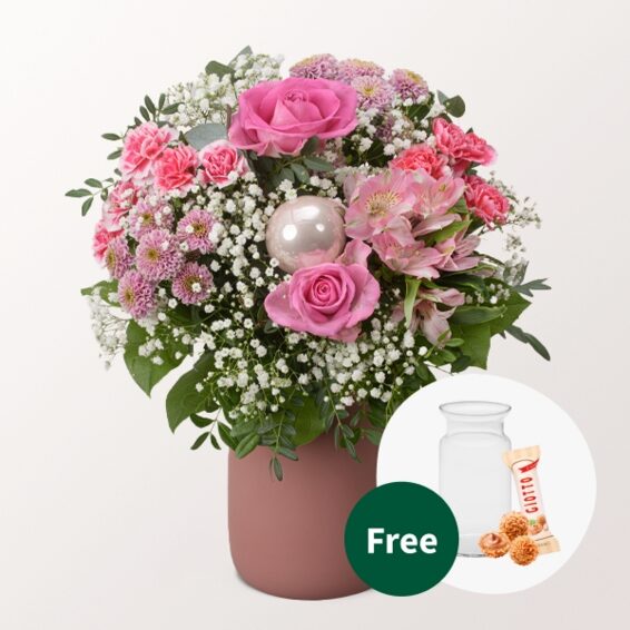 Blumenstrauß Wintermärch mit Vase & 3 Ferrero Giotto
