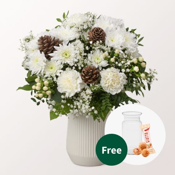 Blumenstrauß Sternennacht mit Vase & 3 Ferrero Giotto