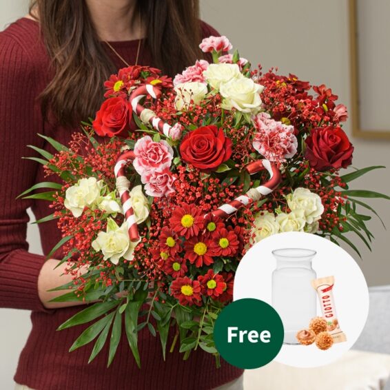 Blumenstrauß Wintergarten mit Vase & 3 Ferrero Giotto