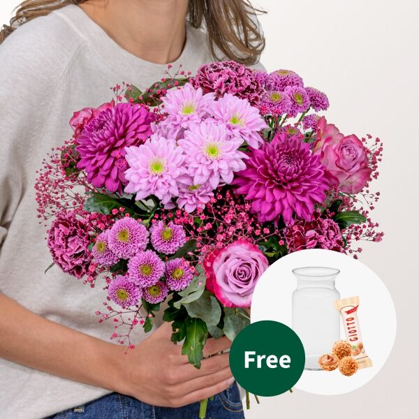 Blumenstrauß Herbstbote mit Vase &amp; 3 Ferrero Giotto