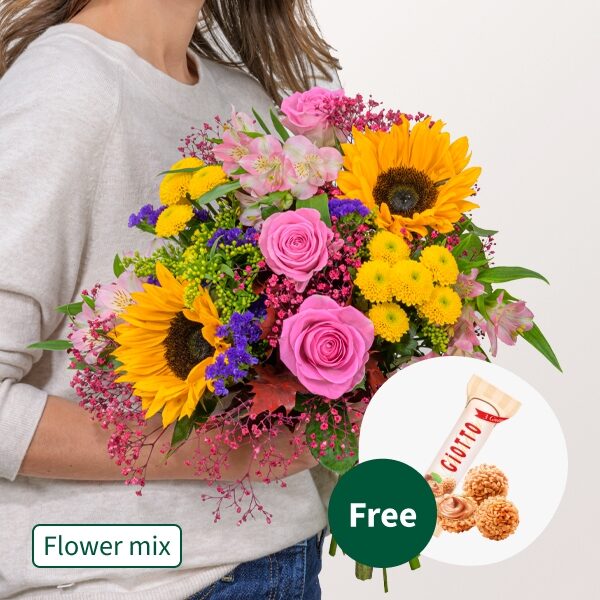 Blumenmischung Zarter Gruß mit 3 Ferrero Giotto