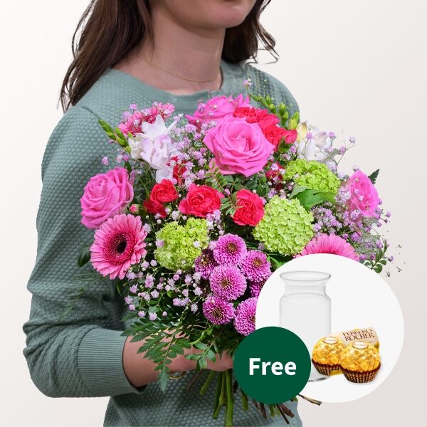 Blumenstrauß Blumenwunder mit Vase &amp; 2 Ferrero Rocher