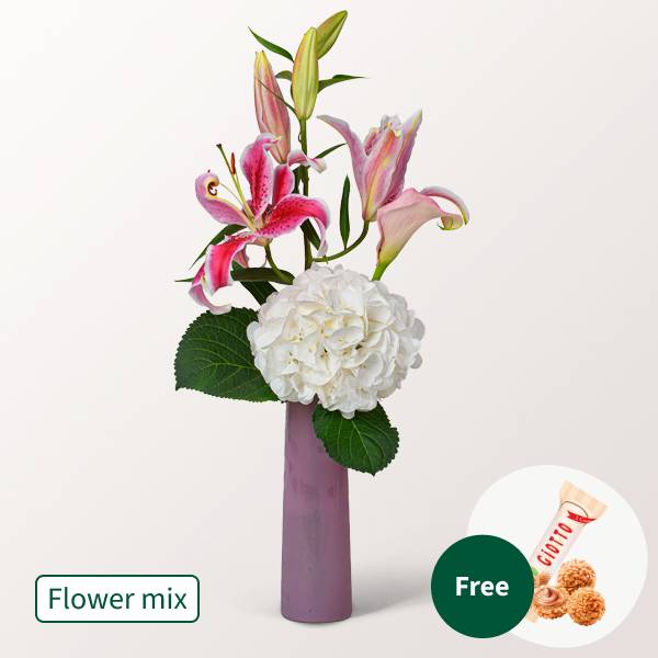 Blumenmischung Herzensgruß mit 3 Ferrero Giotto