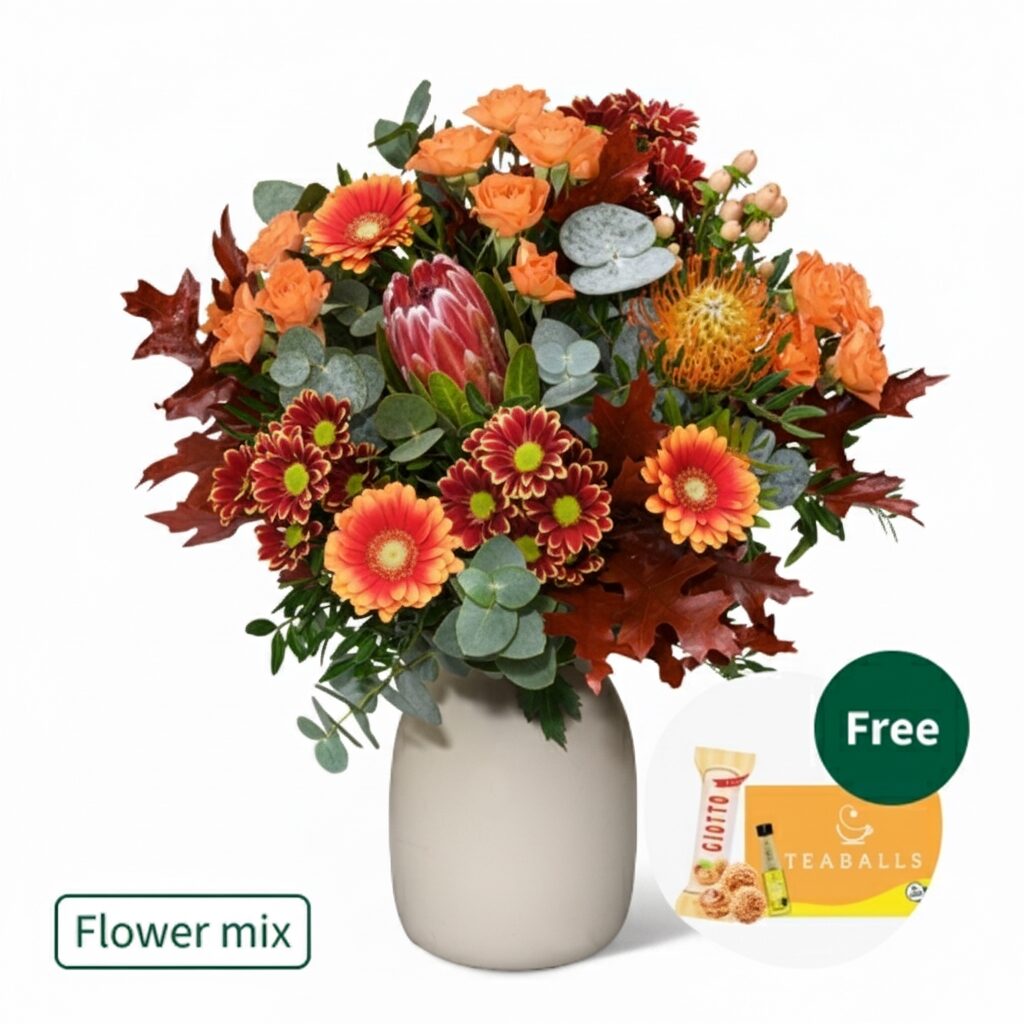 Blumenmischung Herbstliebling mit Teekugeln &amp; 3 Ferrero Giotto