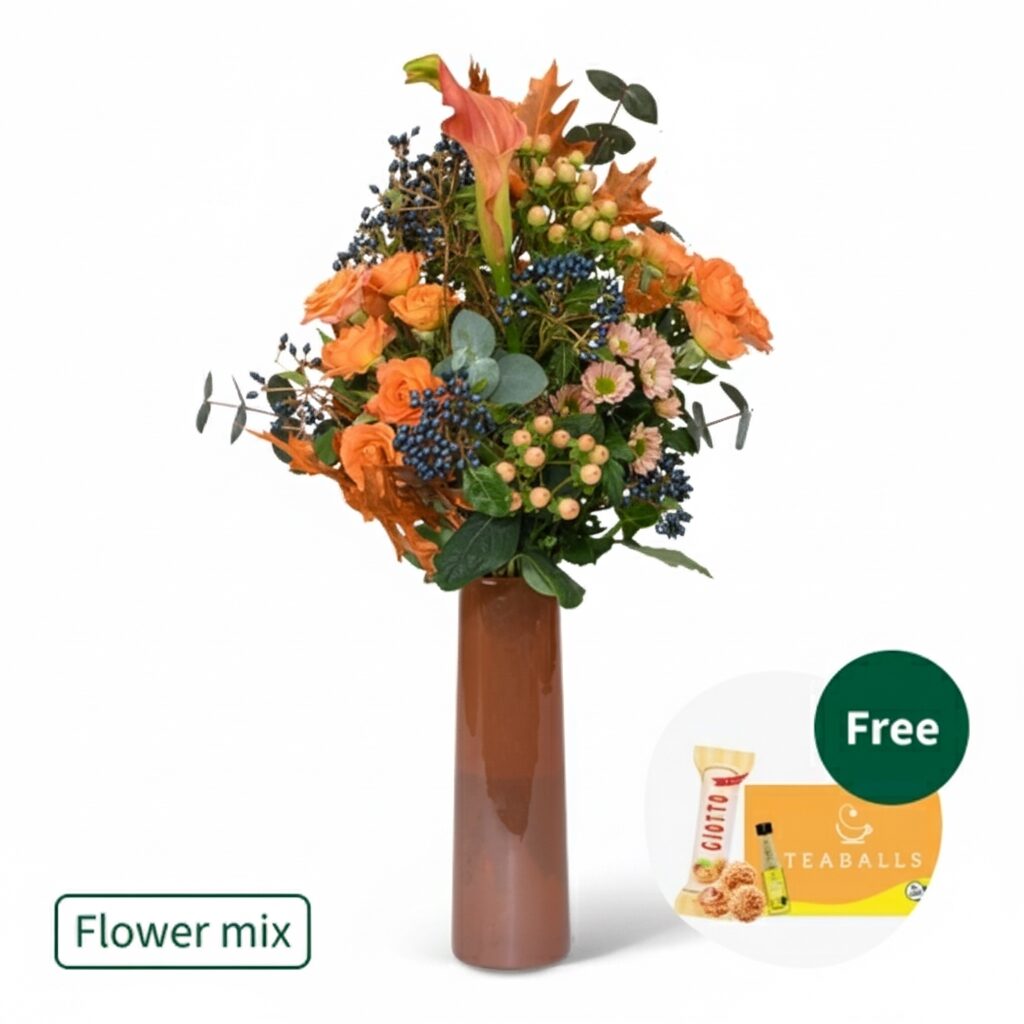 Blumenmischung Herbstbotschafter mit Teekugeln &amp; 3 Ferrero Giotto