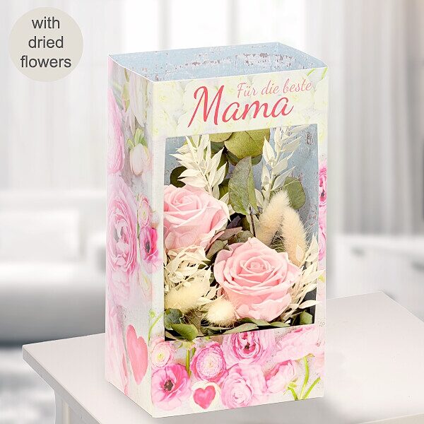 Blumen in einer Fensterbox "Für die beste Mama"