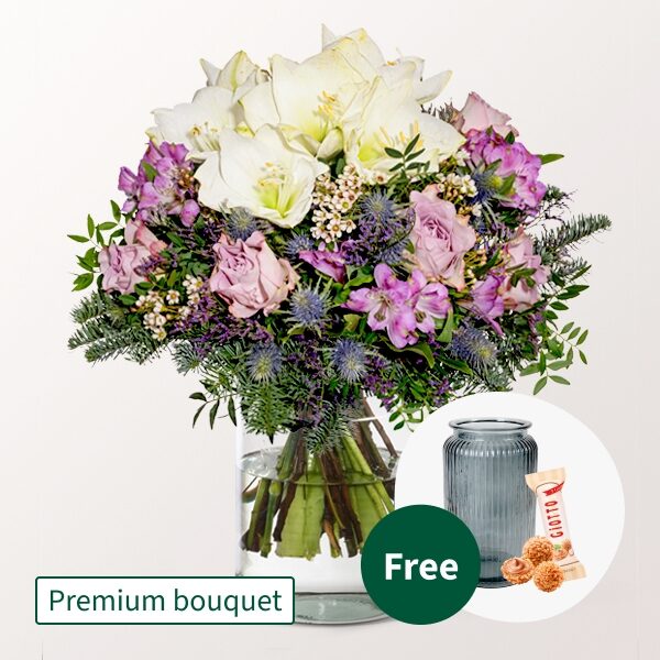 Premium Blumenstrauß Winterhauch mit Premium Vase