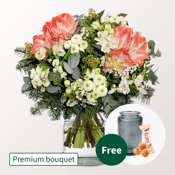 Premium Strauß Winterliebe mit Premium Vase