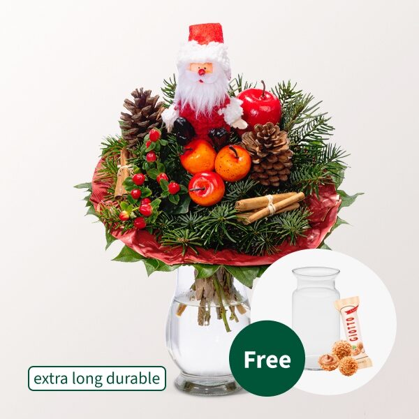 Blumenstrauß Nikolaus mit Vase und 2 Ferrero Rocher