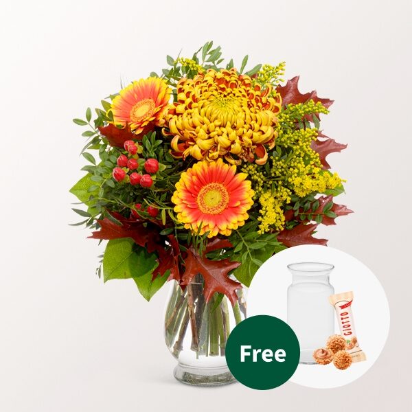 Blumenstrauß Herbstsymphonie mit Vase