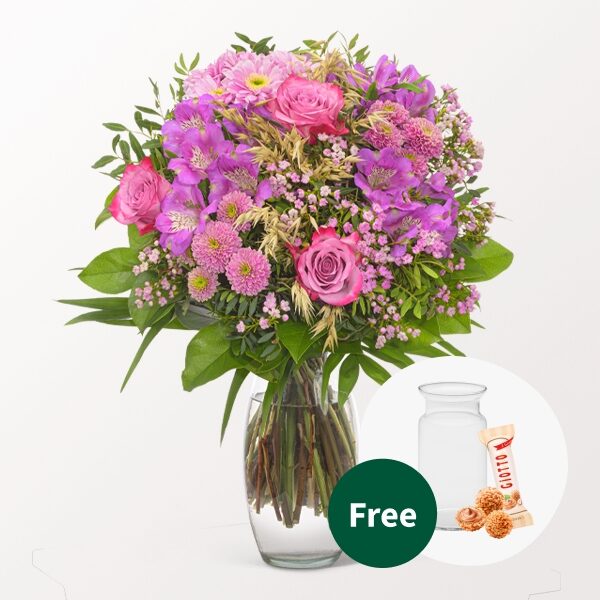 Blumenstrauß Herbstfrisch mit Vase &amp; Ferrero Raffaello